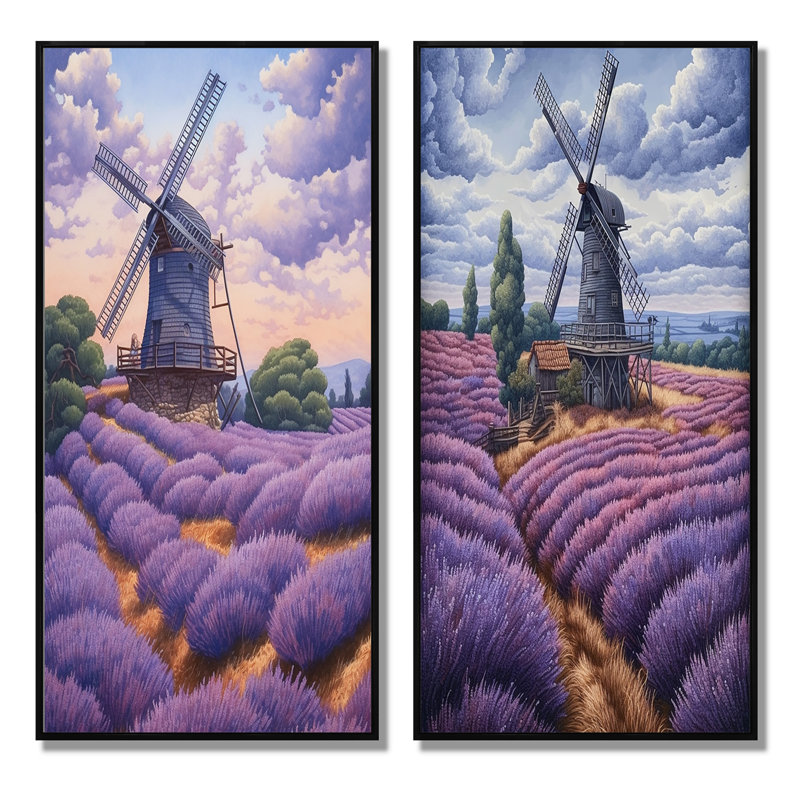 «Lavender Mills», 2 pièces, H 32 po x l 32 po, Cadre noir