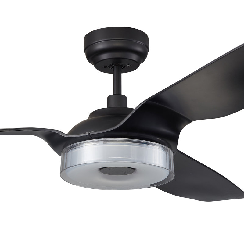 56"  3 - Blade LED Smart DC Ceiling Fan with Remote Control and Light Kit Included, Black
