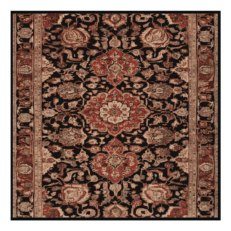 Tapis brun lavable à la machine, Carré 7 pi
