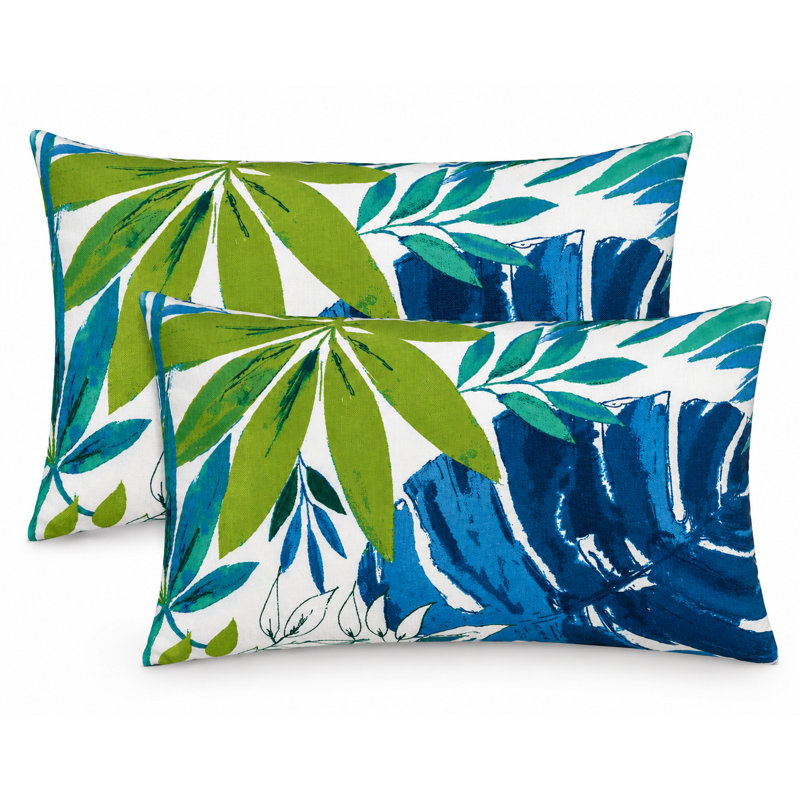 Ensemble de 2 housses de coussin lombaire intérieur / extérieur 12 po x 36 po hydrofuges et résistantes à la décoloration