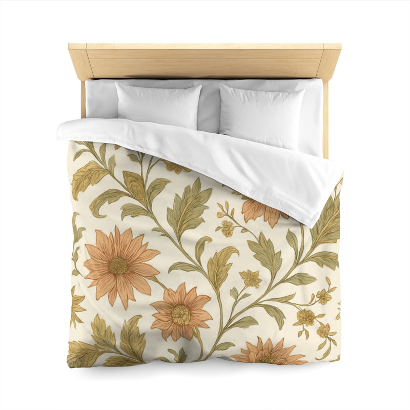 Microfiber Duvet Cover Boho Style, Design 59, Queen Duvet Cover, White