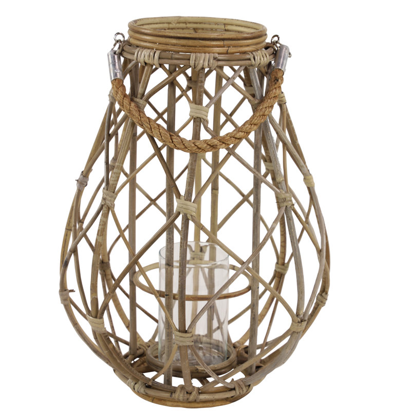 Lanterne en rotin tissée de taille supérieure tissée, Brun