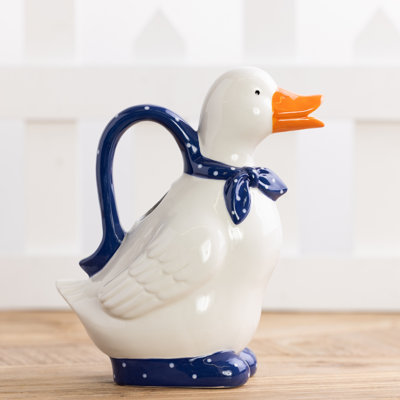 Duck Pitcher White Ceramic 34.5oz