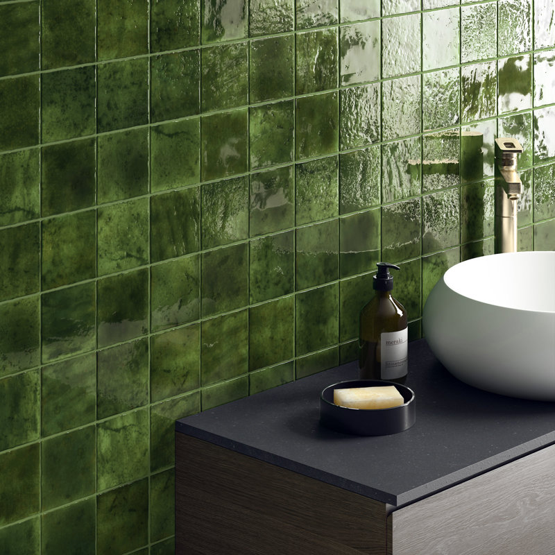 Menorca 4 In. X 4 In. Ceramic Wall Tile, Tourmaline Green