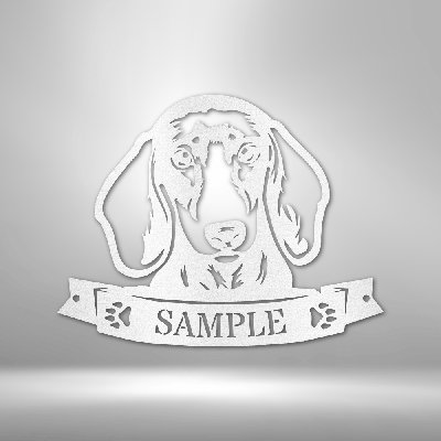 Décoration murale personnalisée en acier avec monogramme de teckel