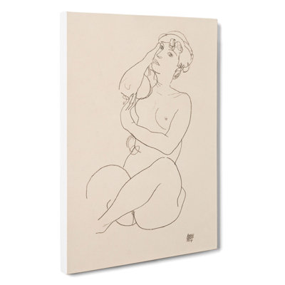 Study of a Naked Woman Vol.3 by Egon Schiele - Wrapped Canvas Drawing