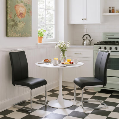 Ensemble de salle à manger 3 pièces avec chaises en porte-à-faux en similicuir