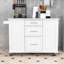 Îlot de cuisine roulant avec rangement Poubelle inclinable, rallonge, armoire coulissante et tiroirs-2098581199