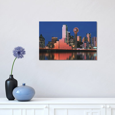 Reflection of Skyscrapers in a Lake, Dallas, Texas, USA 1 Piece Wrapped Canvas Wall Art