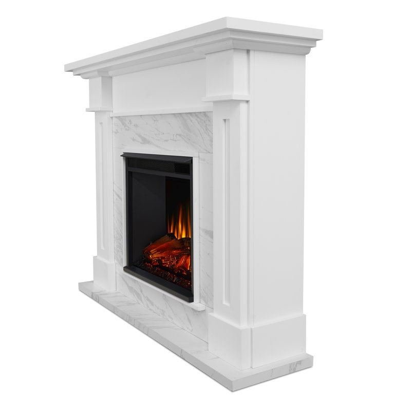 Kipling 54" Electric Fireplace by Real Flame, White Marble