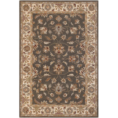 Parnassus Authentic Hand-Tufted Handmade Brown & Taupe Traditional Persian Floral Wool Area Rug