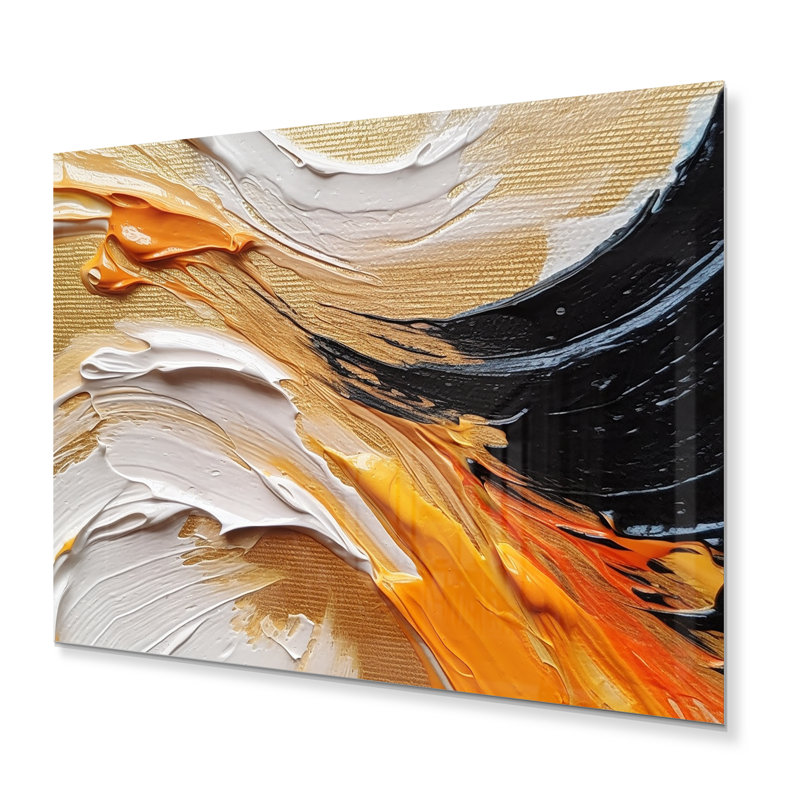 " Orange And Black Mystic Spirals I ", 12" H x 20" W