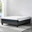 Lit plateforme tapissier gris contemporain, cadre de lit en tissu de polyester, lit plateforme à pieds géométriques renforcés-131574229