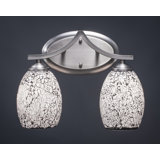 Zilo 2 Light Bath Bar Shown In Graphite Finish With 5" Black Fusion Glass