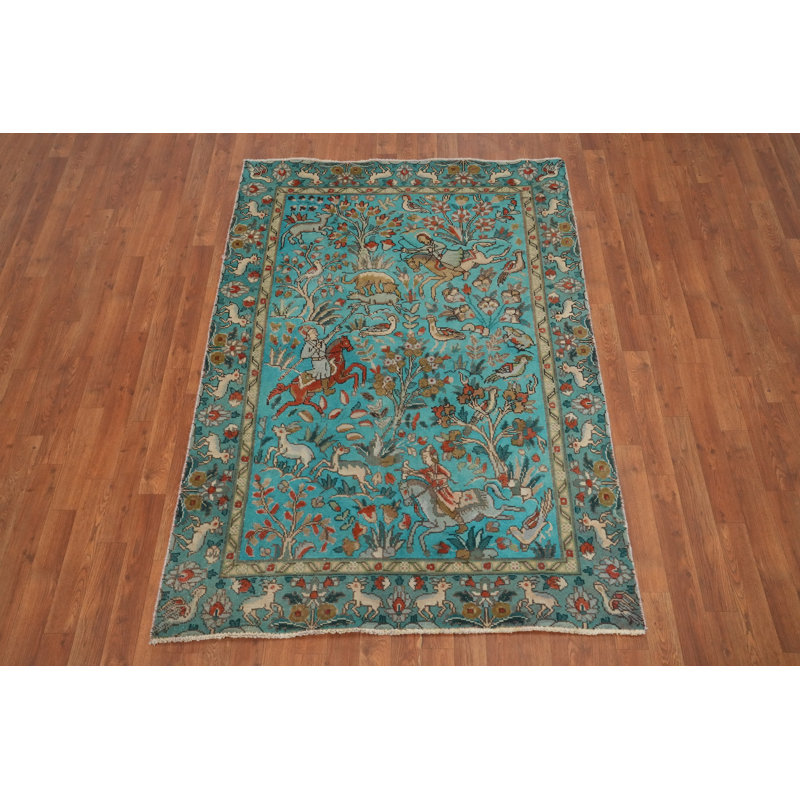 Tapis oriental traditionnel bleu 4 pi