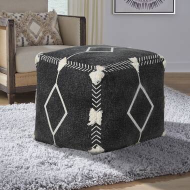 Foundry Select Pouf rond en cuir de chèvre massif uni (rembourrage en coton  recyclé) couleur brune 21 po x 21 po x 12 po - Wayfair Canada