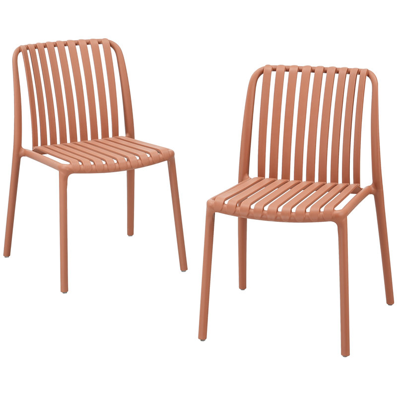 Patio Furniture 31.5'' H Stacking Side Chair, Orange, 2