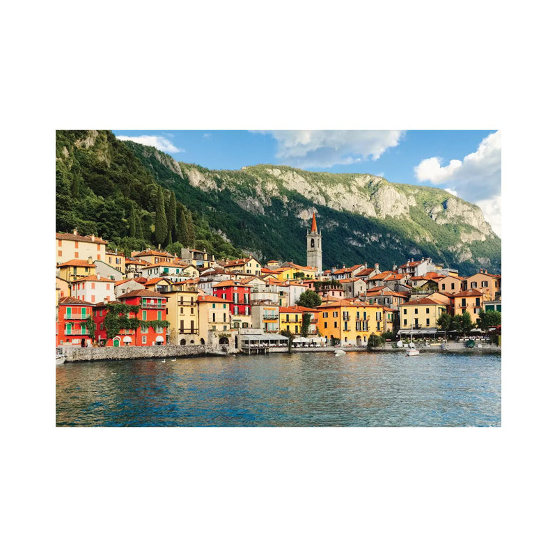 View Of A Town On Lake Como, Varenna, Lombardy, Italy by George Oze - Wrapped Canvas Print