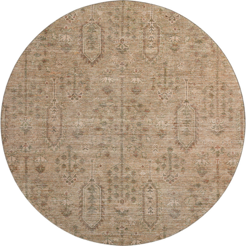Premium Machine Washable Prisco Terracotta Rug, Round 8'