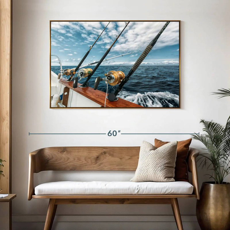 Pêche au thon espagnol, 46 po x 31 po, Cadre flottant doré