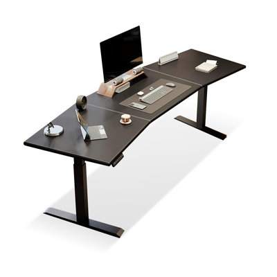 Black Curved Hight adjustable Solid Wood desk