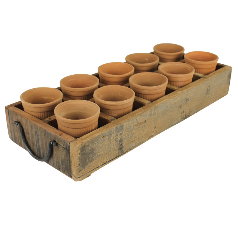 Plateau en bois Adalbero avec coupes en argile