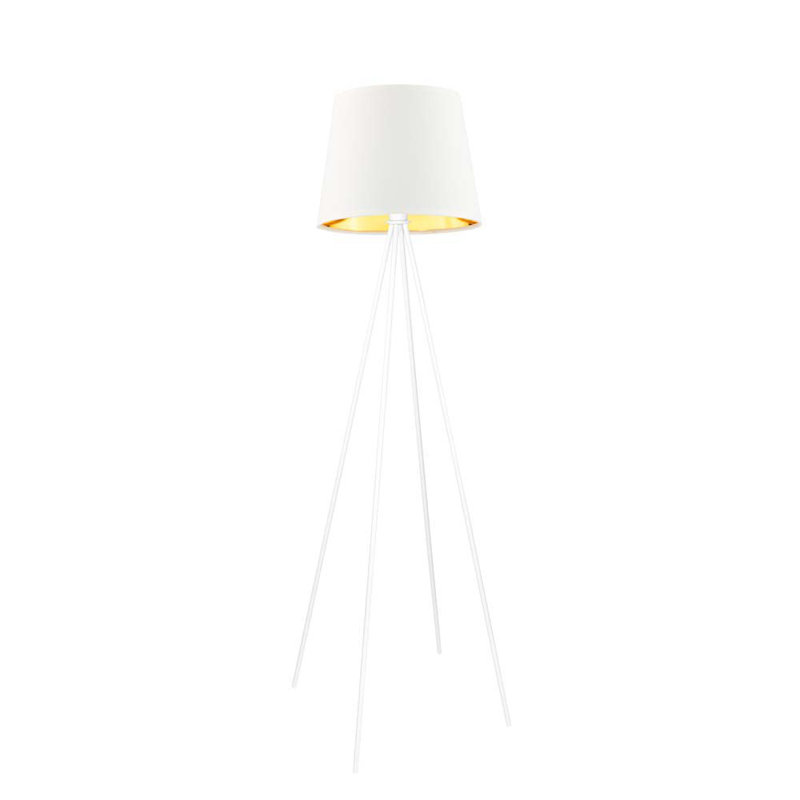 Arlaine 157cm Traditional Floor Lamp, White, White/Gold Inside