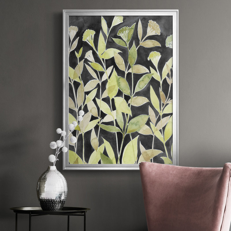Encre Blooming Night II, toile encadrée de qualité supérieure - prête à être accrochée, H 36,5 po x l 26,5 po x P 1 po