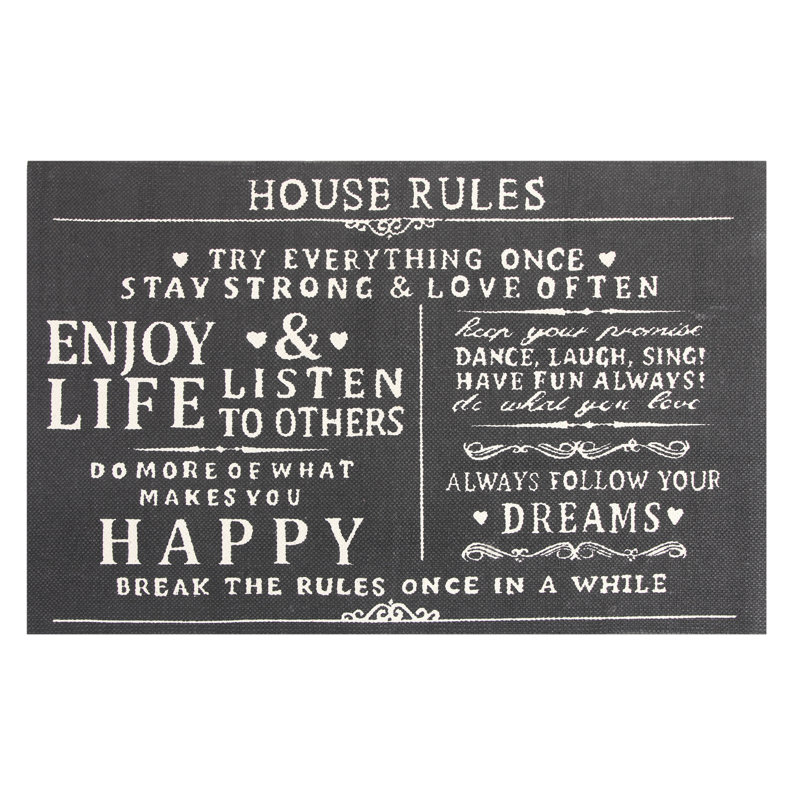 Tapis gris anthracite fait à la main Mota House Rules, Rectangle 3 pi x 5 pi