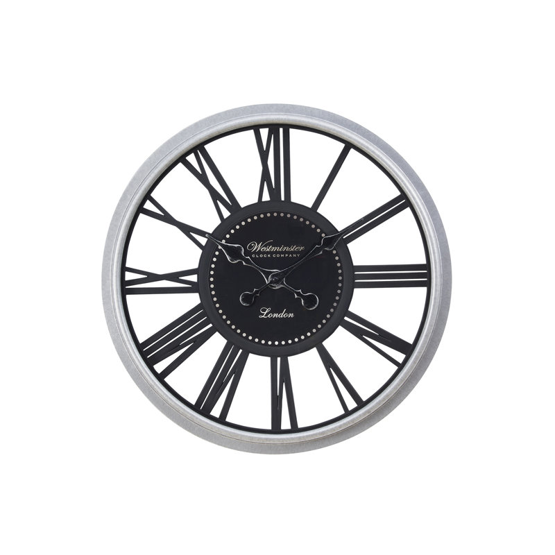 Clocks, 20" Round, Wall Clock, Black, Silver, Transitional