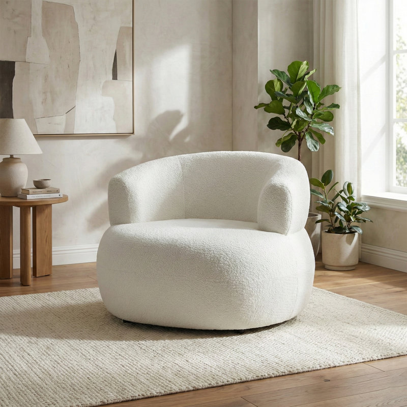 Upholstered Soft Touch Textured Club Chair, White