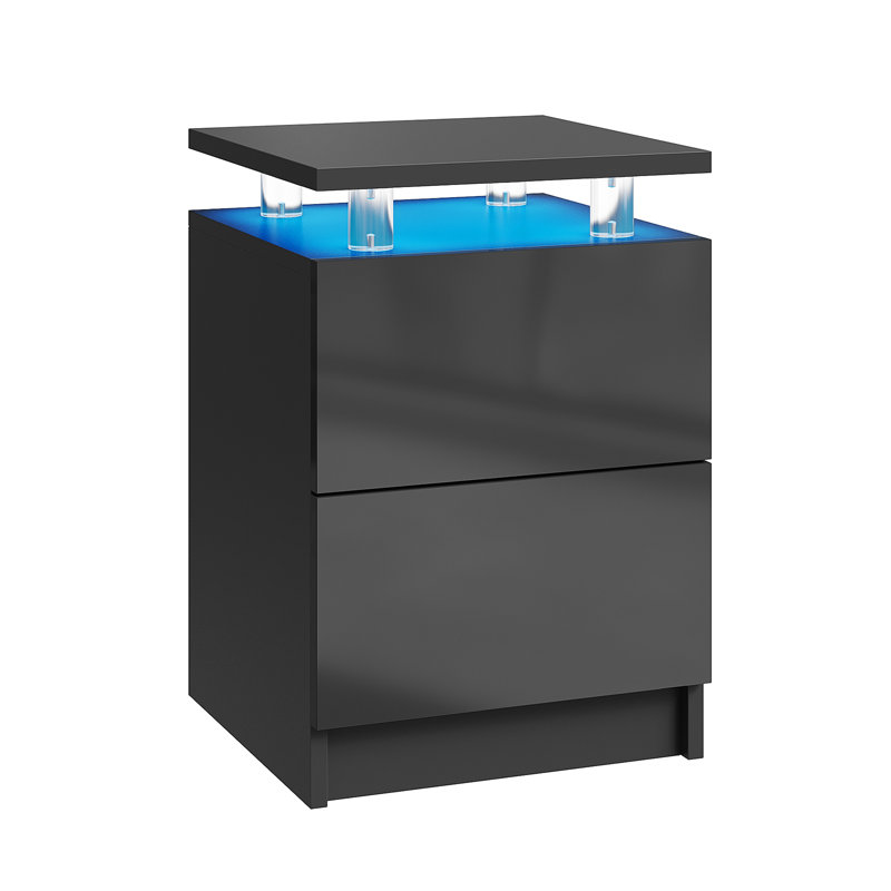 38 cm W Acrylic Bedside Table, Black