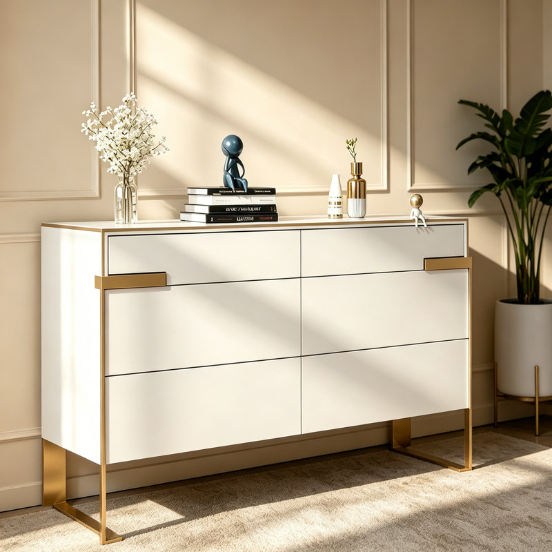 Armoire de rangement Conscious, H 35,43 po x l 55,12 po x P 15,75 po, Crème