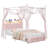 LED Canopy Bed Frame With USB Charging Ports, Modern Storage Bed, Metal Bed Frame With 2-Tier Shelves, Hidden Storage, Convertible Canopy To Platform Bed Frame-717524613-717524608