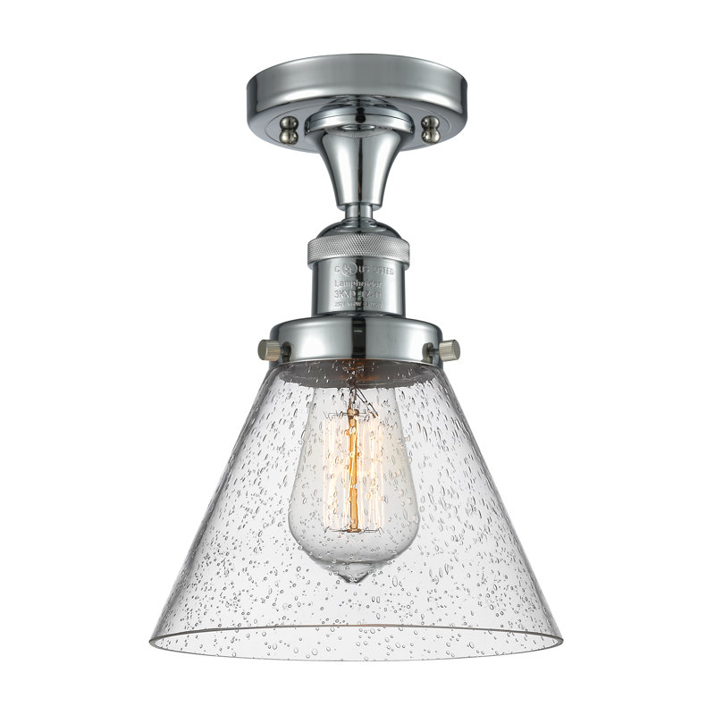 Cone 1 Light Semi-Flush Mount, Polished Chrome, Seedy