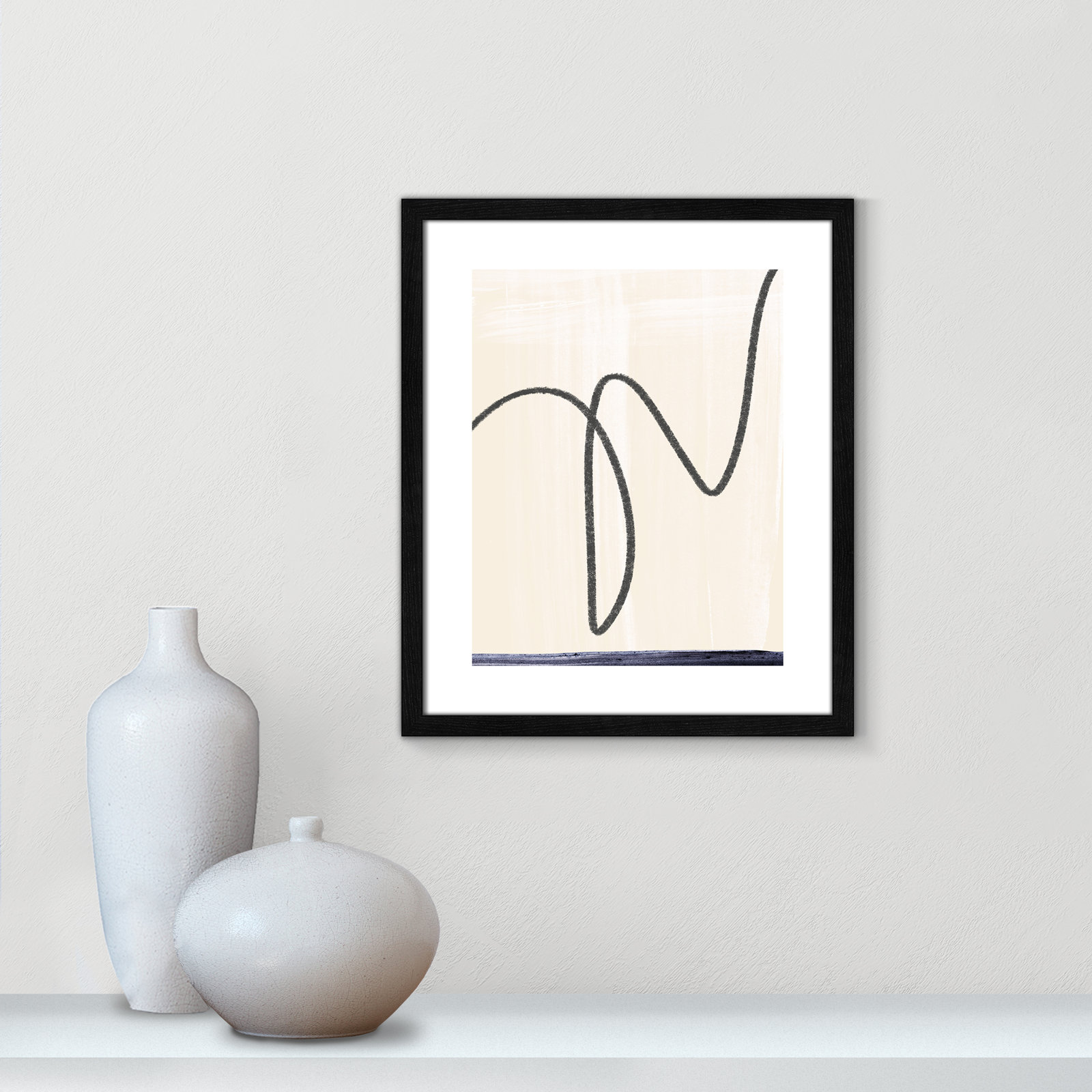 Tigerlily "Departured I" Painting, 19" H x 16" W x 0.75" D, Black Framed Paper
