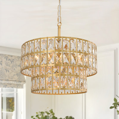 Modern 2-Tier Black Drum K9 Crystal Chandelier