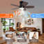 Ventilateur de plafond encastré à intensité variable 32 "avec pales 32" avec lumières et télécommande 