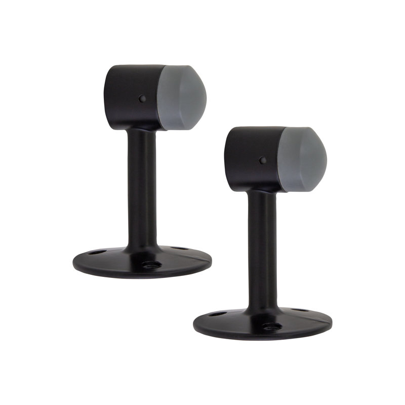 Gooseneck Door Stop Wall Protector with Rubber Tip Door Stopper, 2-Pack, Matte Black