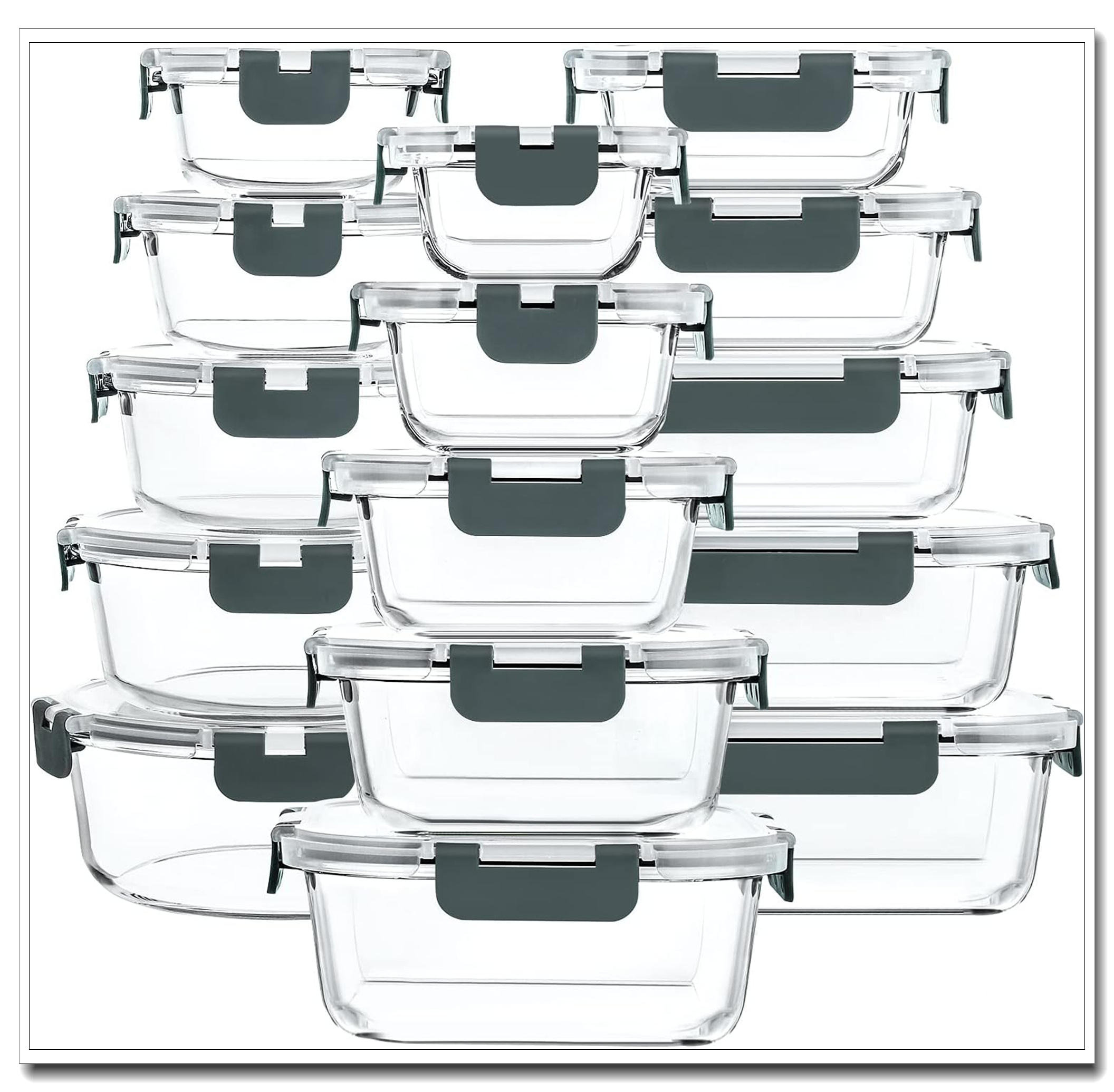 Prep & Savour 30-Piece Glass Food Storage Containers Set - Snap Locking Airtight Lids, Microwave/Oven/Freezer/Dishwasher Safe Meal Prep/Lunch Containers | Wayfair