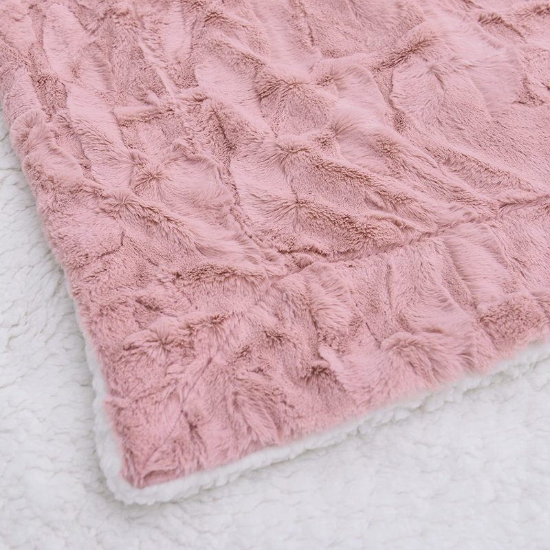 Dusty Rose Faux Fur Throw Blanket, Standard