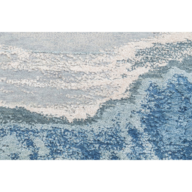 Abstract Area Rug in Silver/Blue/Gray