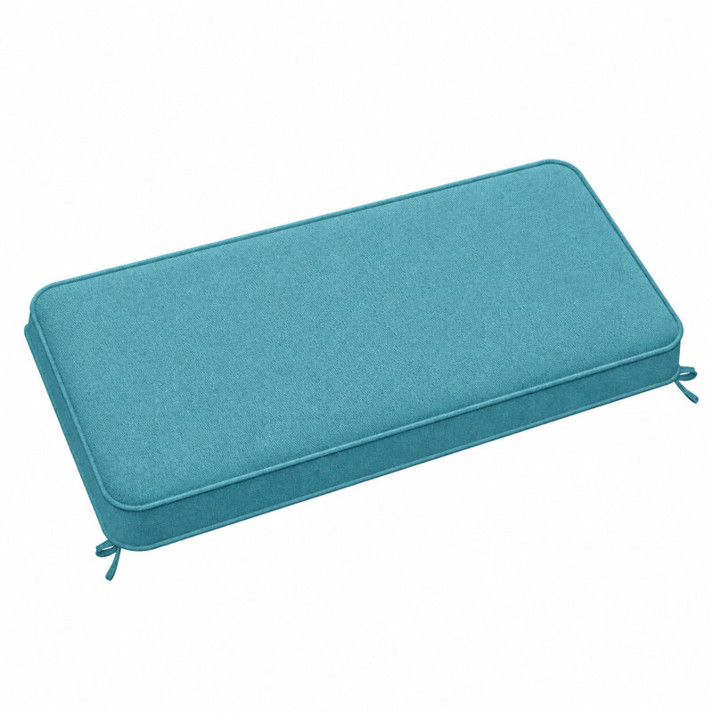 Coussin de banc sur mesure de 7,6 cm de hauteur, pour intérieur et extérieur, avec double passepoil et 2 attaches., Bleu