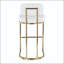 Tabouret de bar à hauteur fixe - structure en métal doré avec similicuir blanc (ensemble de 2)
