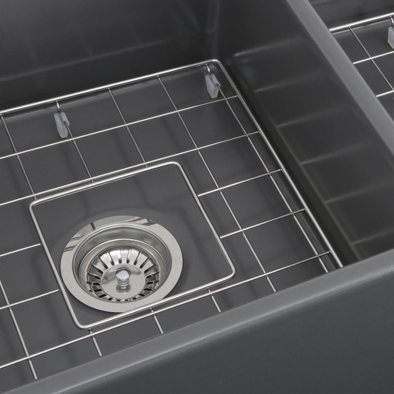 Cape 33.25'' L Double Basin Kitchen Sink, Bluff Gray