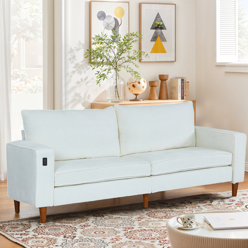 Canapé confortable de 82,6 po Besharat avec USB, canapé-lit moderne pour salon et appartement, 100% chenille beige