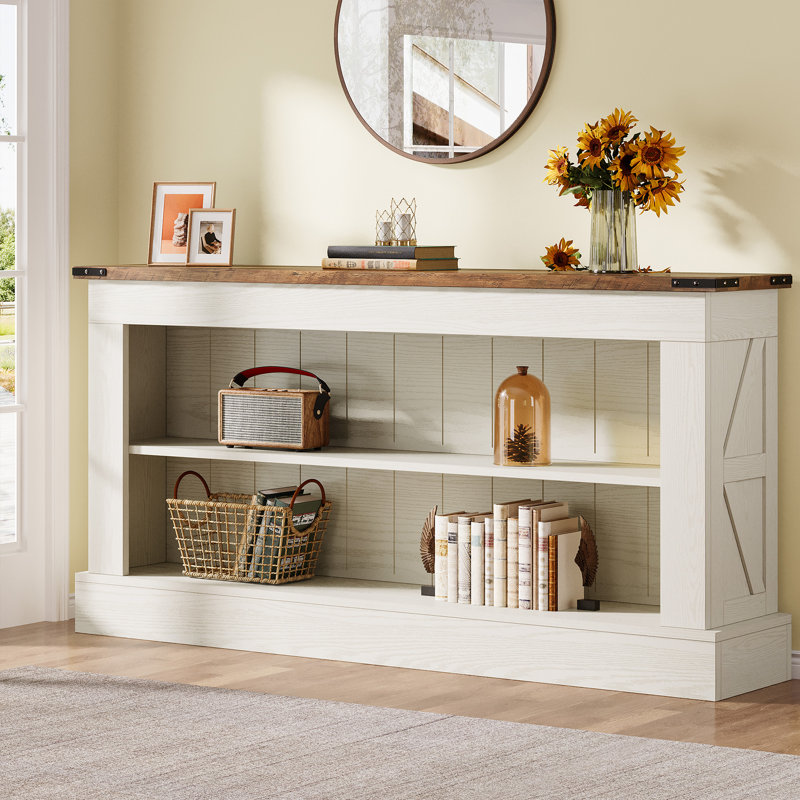 160cm Console Table, Dark Brown, White Washed