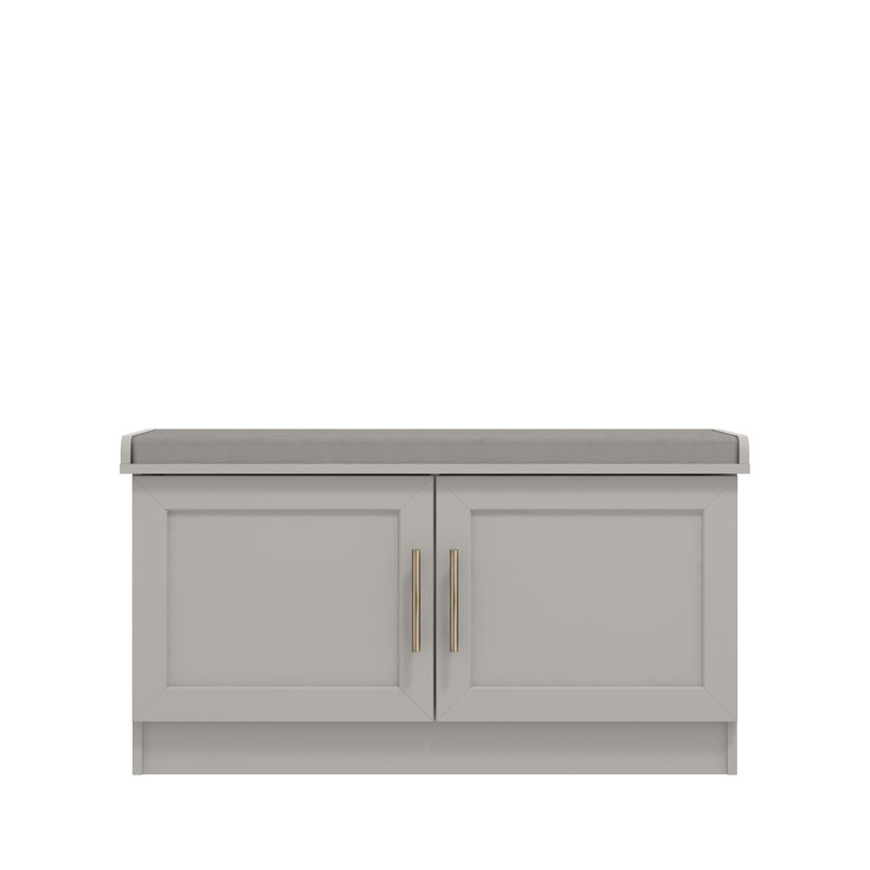 2 Door Storage Bench, Light Grey