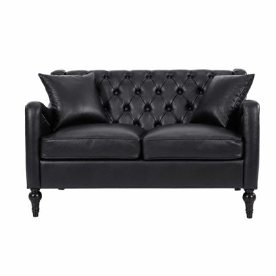 Ensemble de canapé en cuir PU 1 + 2 + 3 pièces, ensemble de canapé capitonné avec structure en bois massif et pieds en bois de bouleau, ensemble de meubles de salon rembourrés, disponible en 3 couleurs