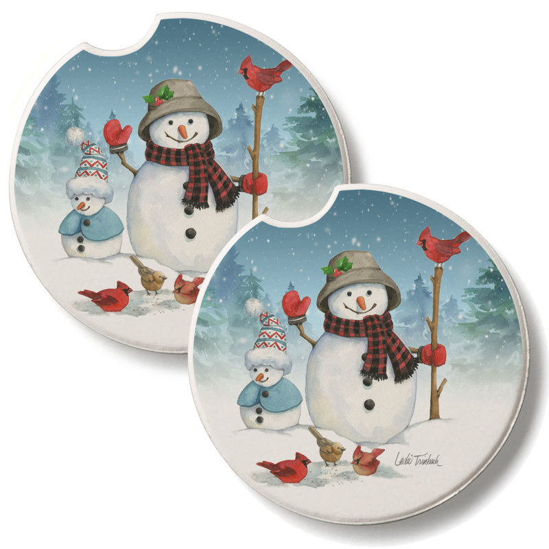 Ensemble de 2 sous-verres Snowman Family